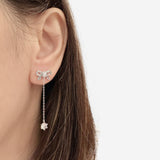 Silver This Is Love Ribbon Earrings