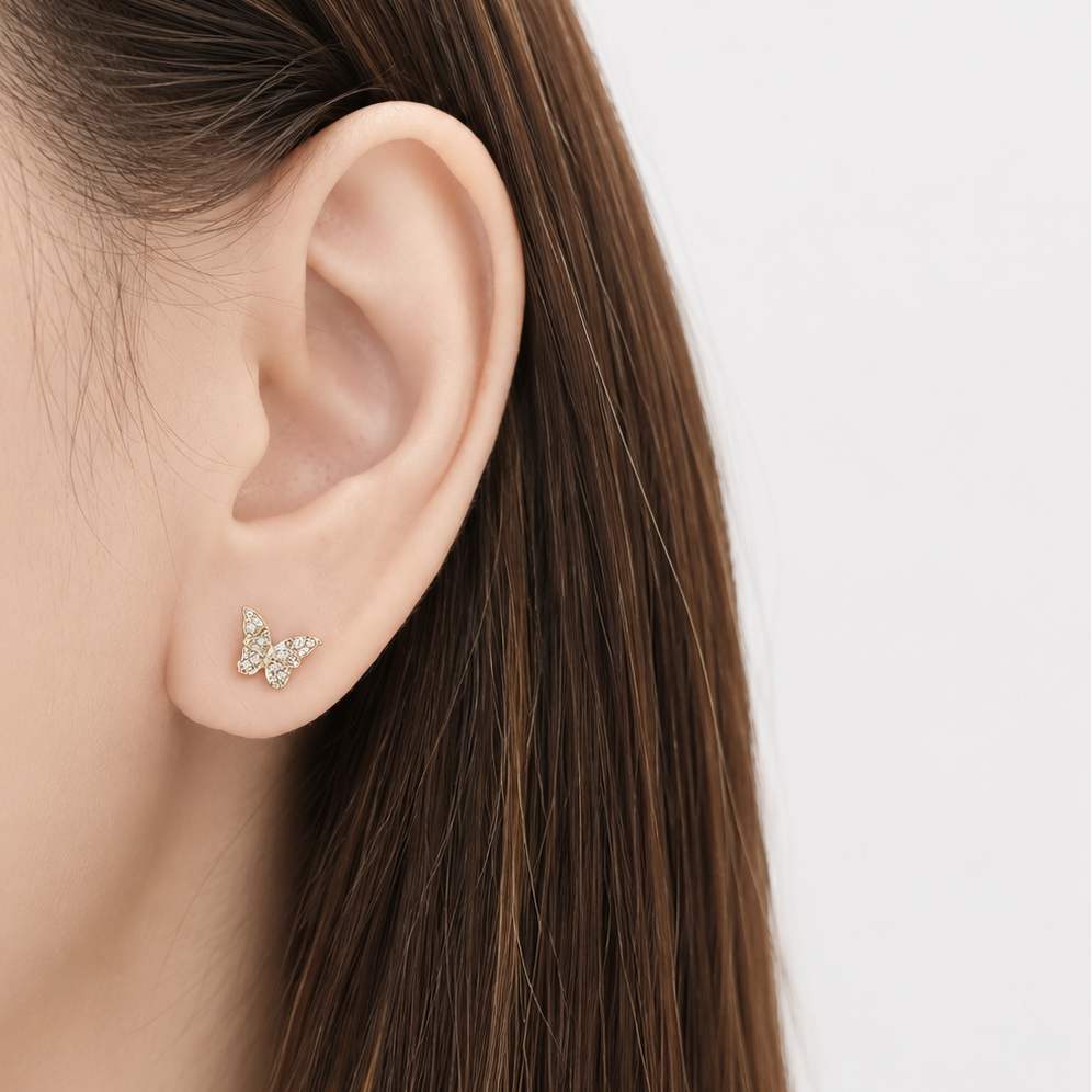 Gold Sweet Butterfly Earrings