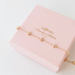 Clover Bloom Bracelet in silver / ROSE GOLD with crystal clover charms on fine chain
