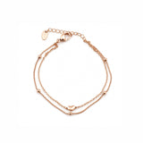 Whisper Heart Bracelet in silver, double-layer chain with heart charm