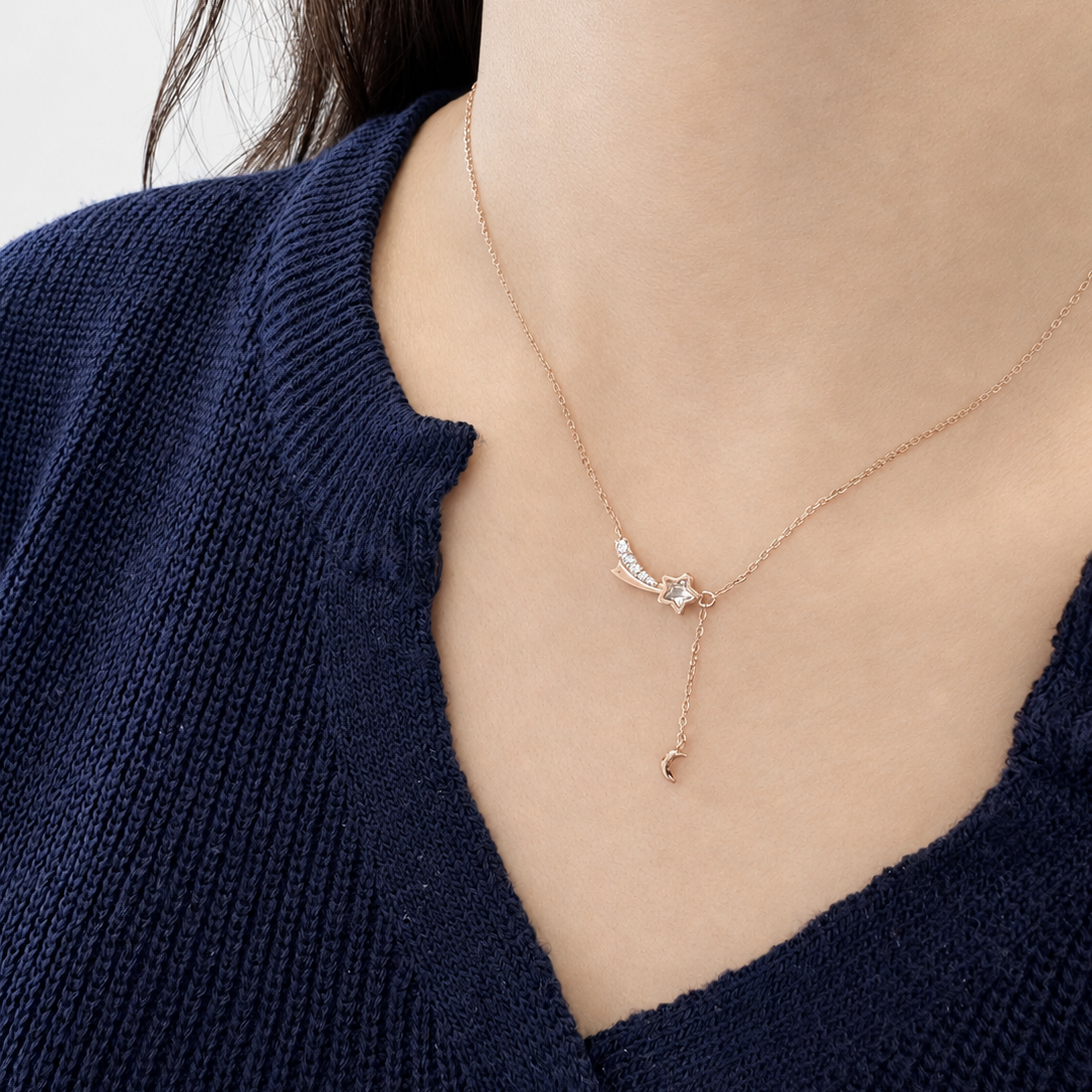 Rose Gold Wish Upon Necklace
