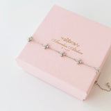 Clover Bloom Bracelet in silver / ROSE GOLD with crystal clover charms on fine chain