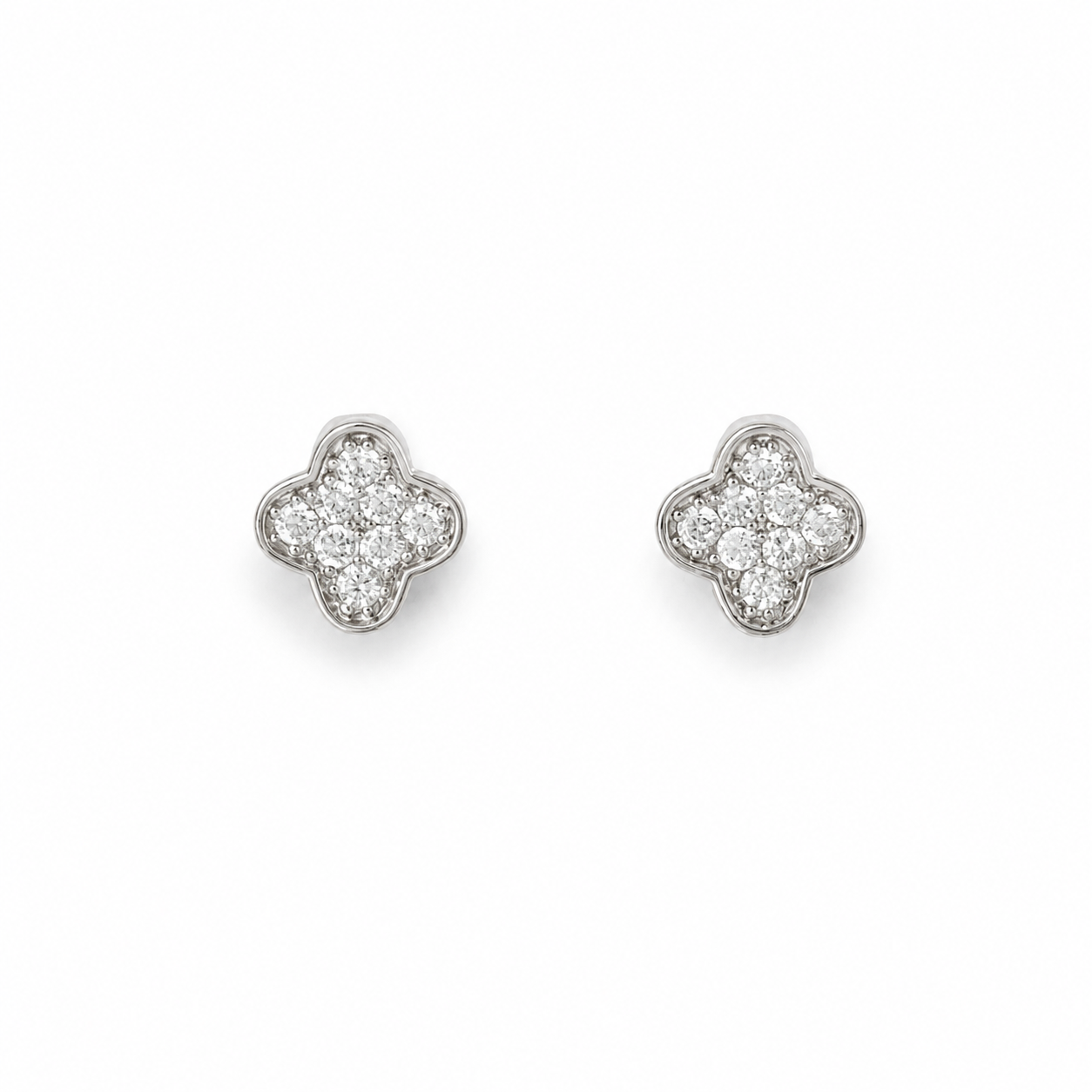Pair of black gemstone stud earrings on a white background
