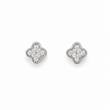 Pair of black gemstone stud earrings on a white background