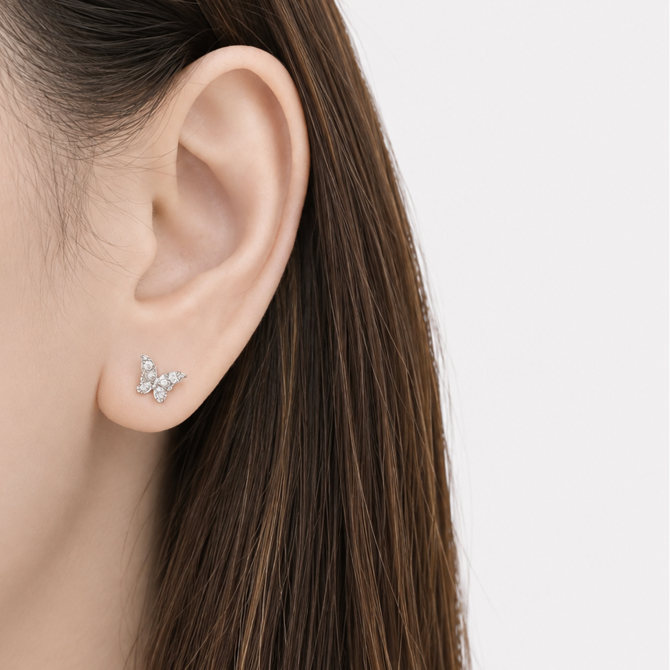 Silver Sweet Butterfly Earrings