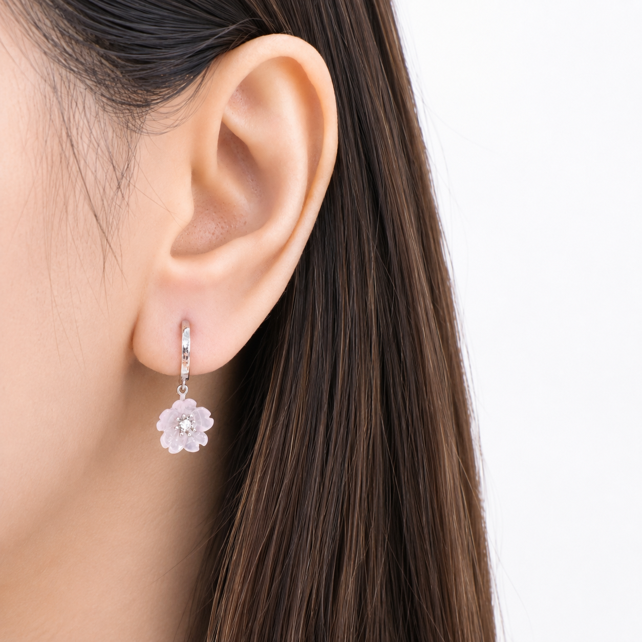 Sakura Huggie Hoop Earrings