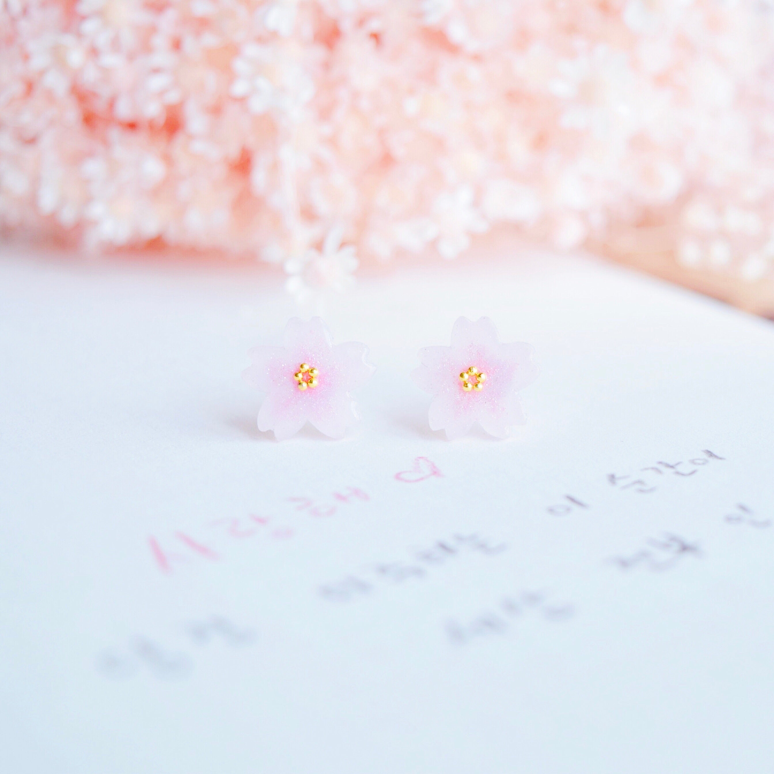 Made in Japan Earrings Japanese Style Anting Bride Bridal Dinner 925 Sterling Silver Accessory Fashion Fancy Stylish Costume Jewellery Online Malaysia Shopping Trendy Accessories Daily Wear Jewelry Dainty Minimalist Delicate Clip On Earrings No Piercing Special Perfect Gift From Heart For Your Loved One Chinese New Year Gong Xi Fa Cai 転写ビーズイヤリングピース手作りハンドメードアクセサリー  Sakura uv Resin Handmade In Malaysia uvレジン　さくら　桜 